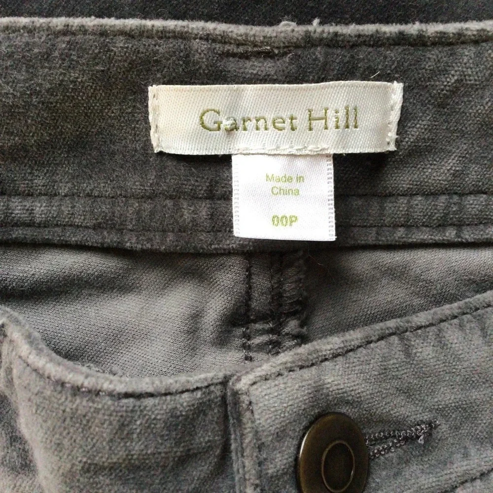 Garnet Hill Gray Velvet Pants - Size 00P
